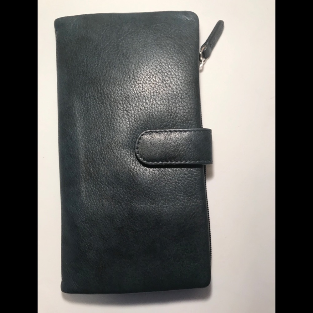 New genuine leather wallet for phone indigo blue